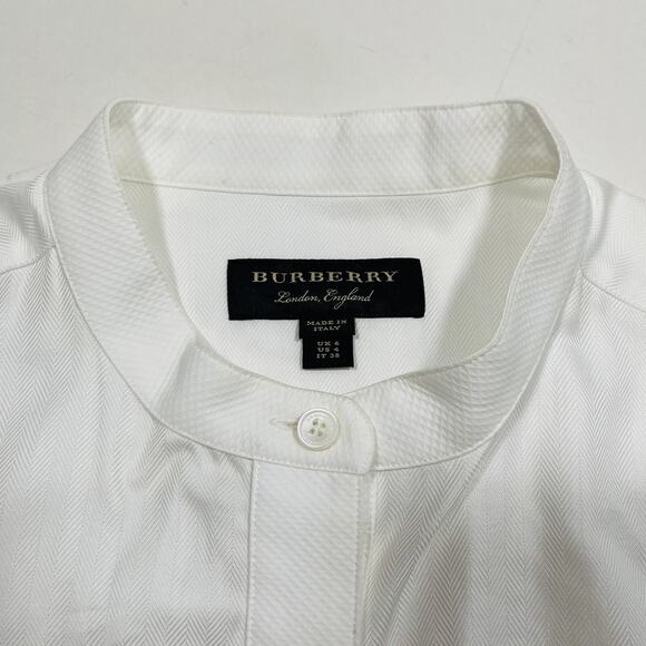 Burberry White Lace Button Up Shift Knee Length Dress 4 Band Collar NWT $1195 - Picture 7 of 12